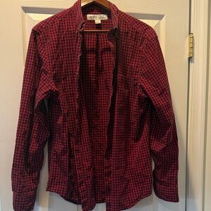 Old Navy Red and Black Checkered Casual Button Down Shirt